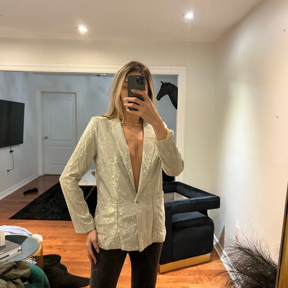 Gold sparkly glitter blazer